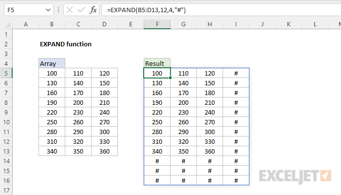 Excel Expand Function Exceljet 1422